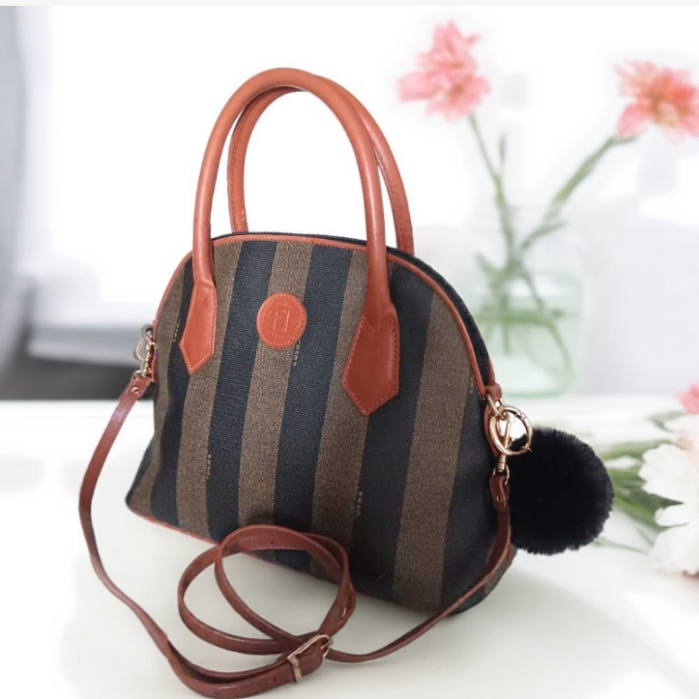 Fendi Pequin Dome Satchel & Fur Bag Charm - Picture 3 of 14